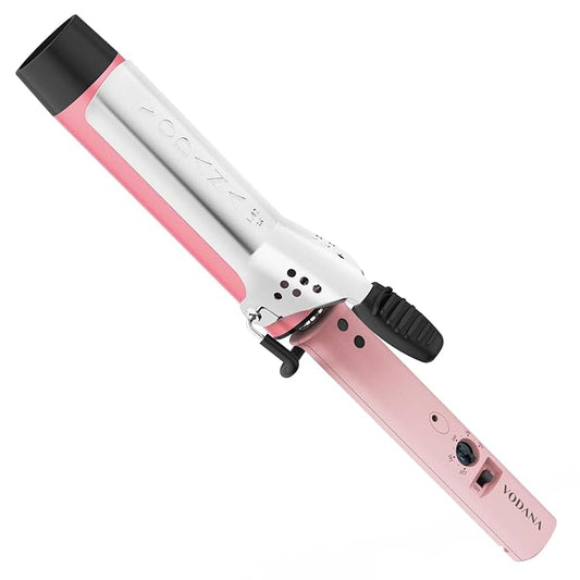 VODANA Professional GlamWave Ceramic Curling Iron, Long-Lasting Natural Curls, Instant Heat, Hair Curler, Curling Wand, Available in USA (1.6 inch, Pink)