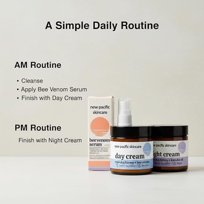 Manuka Honey 45+ MGO & Bee Venom Day Cream | 100% Natural Firming Anti-Wrinkle Face Moisturizer with Hyaluronic Acid & Vitamin C | 2oz