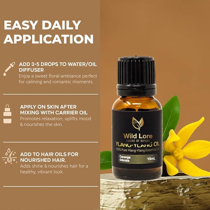 Ylang Ylang Essential Oil – 100% Pure & Natural, Sweet Floral Scent for Relaxation, Mood Support, Skin Care, Aromatherapy, Massage & Diffuser Use – 15 mL, Pack of 2