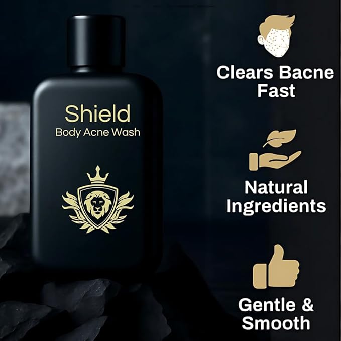 Shield Body Acne Wash for Men and Boys – Unscented Back & Chest Cleanser, Clears Acne & Breakouts, 8.5 oz, Pack of 2