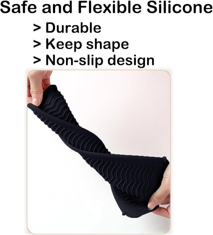 2 Pcs Professional Silicone Heat Resistant Mat Pouch for Curling Iron, Flat Iron and Other Hot Tools, Portable Travel Mat and Cover for Hair Styling Tools with Hanging Hole (2PCS Black)