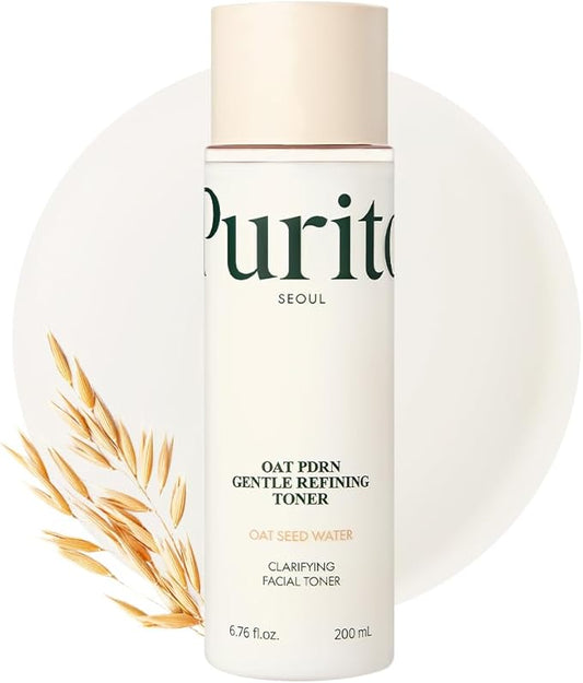 PURITO Oat PDRN Gentle Refining Toner 200 mL 6.76 fl.oz, Korean Oat Exfoliating Toner 99% Pure Oat PDRN, Hydrating & Clarifying Formula for Acne-Prone Skin, Vegan, Non-Comedogenic, Gentle Daily Use