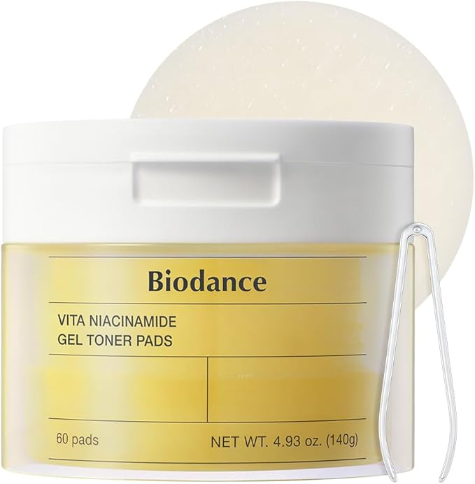Biodance Vita Niacinamide Gel Toner Pads, Dark Spot Corrector, Evening Skin Tone, Gentle Exfoliating Toner Pads with Vitamin C, Korean Skincare, Stocking Stuffersㅣ4.93 fl.oz.(140g)*60Pads