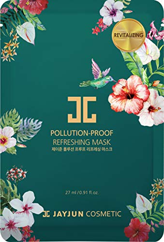 JAYJUN Pollution-Proof Refreshing Mask (10 Sheets) – Korean Cupra Sheet Mask with Ectoin & Ginger Oil for Urban Skin, Hydrating & Soothing Skincare