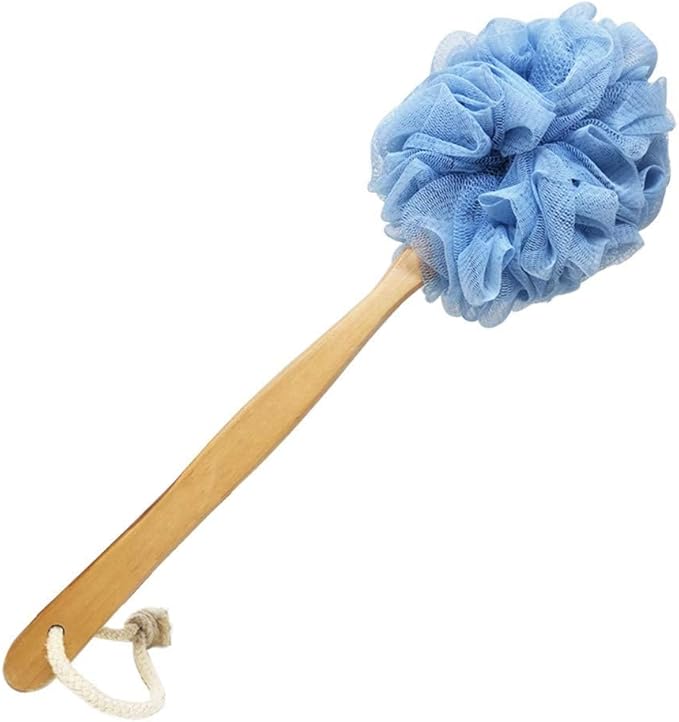 Loofah with Handle, Loofah on a Stick, Shower Sponge with Handle, Bath Brush, Shower Brush for Body, Back Scrubber for Shower, PE Soft Mesh Luffa for Men and Women