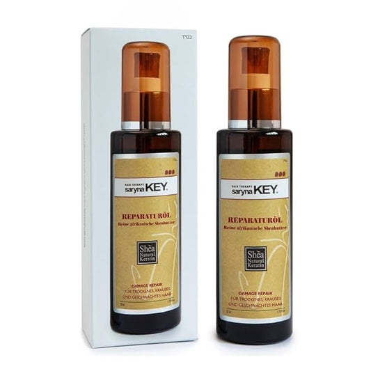 Saryna Key Hair Oil for Damage Repair - Pure African Shea Butter with Keratin & Vitamin E for Hair Treatment - Frizz Control & Split End Repair Hair Serum - Moisturizes, Shines, Softens (50ml/1.87oz)