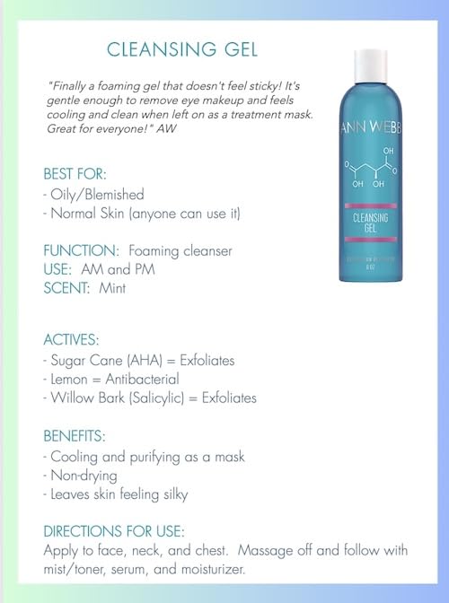 Foaming Cleansing Gel for Oily & Blemished Skin, Non-Greasy Exfoliating Cleanser with Silky Smooth Formula for All Skin Types - 6 oz