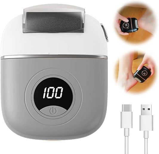 2025 New Electric Callus Remover for Feet, Portable Rechargeable Foot Repair and Grinding Device with Digital Display, Heel Polisher File for Men Women Dry Callus Dead Skin (Grey)