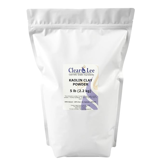 ClearLee Kaolin Clay Cosmetic Grade Powder - 100% Pure Natural Powder - Great For Skin Detox, Rejuvenation, and More - Heal Damaged Skin - DIY Clay Face Mask (5 LB)