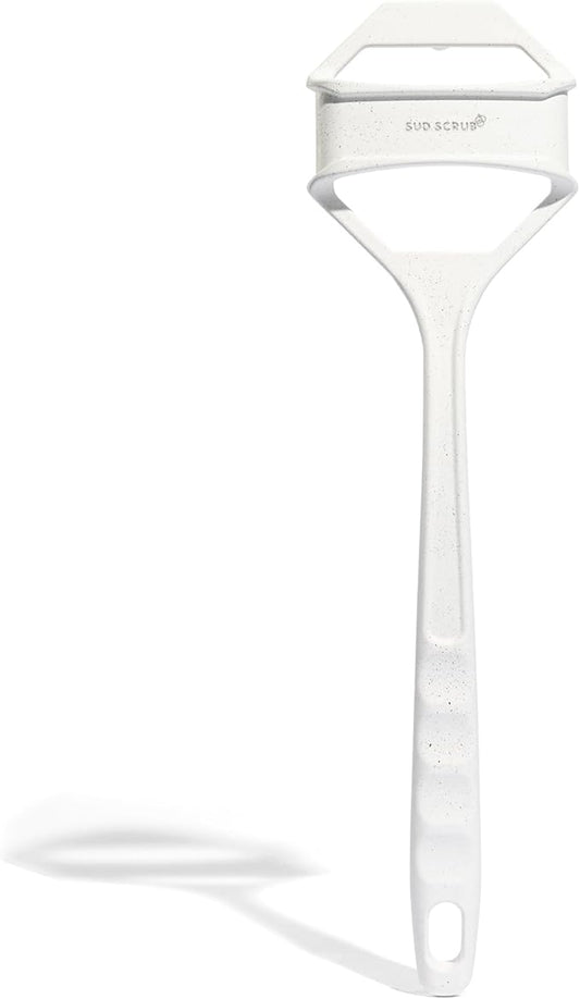 Sud Scrub® Extender Handle, Back Scrubber Attachment for Silicone Body Scrubber, Shower Scrubber for Body, Long Handled Scrub Brush for Shower, Back Brush for Shower (Speckled White)