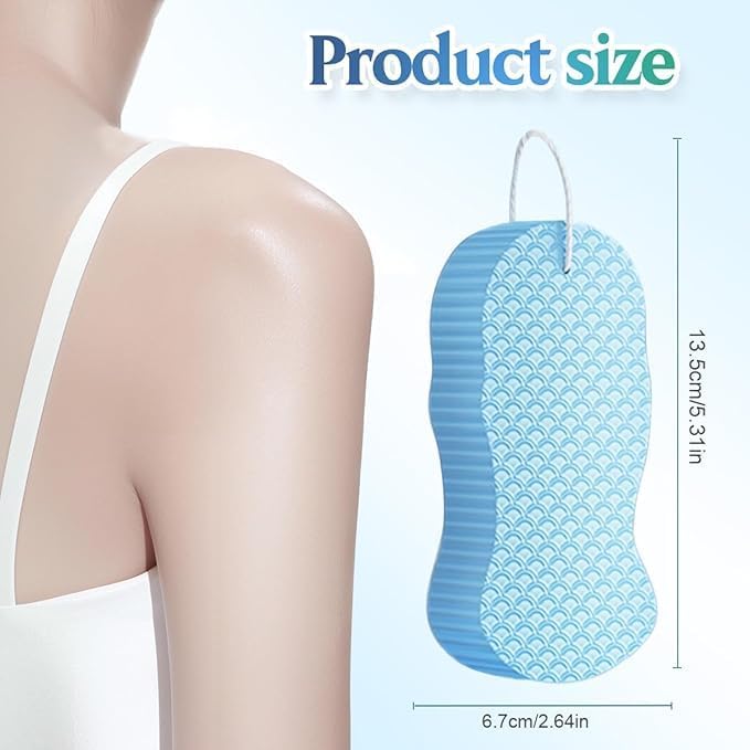 Magic Exfoliating Bath Sponge, Upgraded 3D Super Soft Exfoliating Bath Sponge Magic Exfoliating Body Scrubber, Shower Brushes for Adults Women and Men (A-3Pcs)