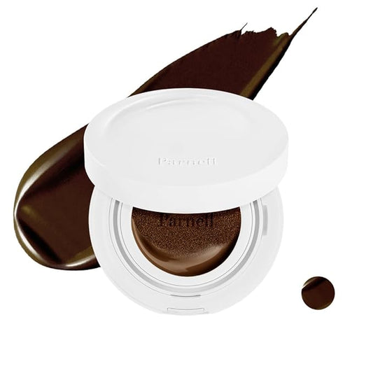 Parnell Cicamanu Serum Cushion 59N Ebony 0.52 fl oz | Hydrating Serum Foundation for Soothing, Pore Blurring & Radiant Glass Skin | Lightweight Korean Cushion for Sensitive Skin | K-Beauty