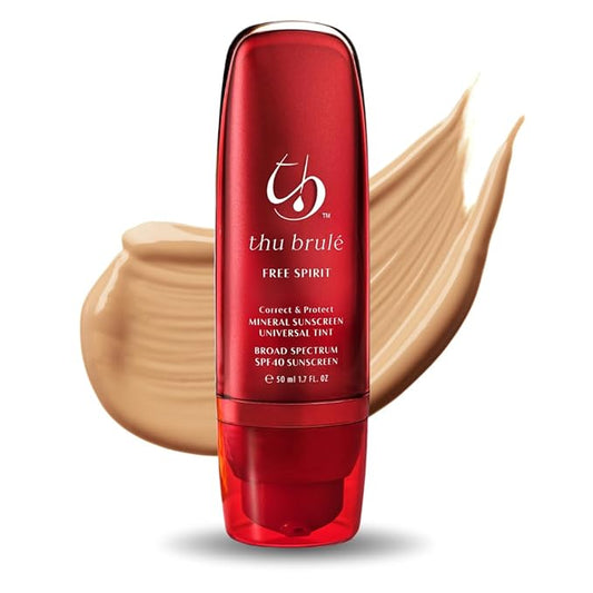 Free Spirit Mineral Sunscreen SPF 40+ | 3 in 1 Moisturizer, Complexion Balancer, & Sunscreen | UVA/UVB protection 100% Mineral Broad Spectrum Non-Greasy | Travel Size Universal Tint - 50ml