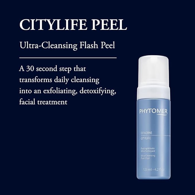 PHYTOMER Citylife Ultra Cleansing Facial Peel | Detoxifying Clarifying Facial Treatment | Hydrating Exfoliator for Soft, Smooth Skin | Rapid Beauty Treatment for Dull Skin | 125ml