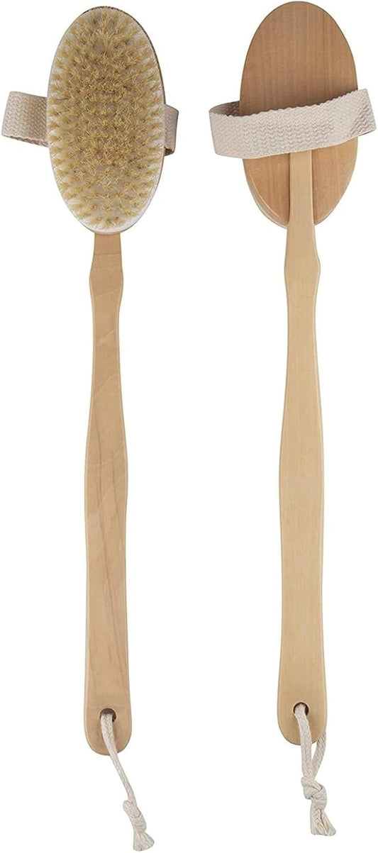 Juvale Dry Brushing Body Brush - Versatile Dry & Shower Brush - Long-Handle Back Scrubber - Bath Scrubber with Removable Handle - Pack of 2, 16.9 in