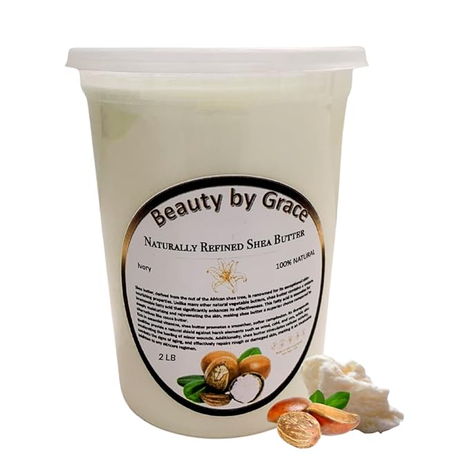 Shea Butter 100% Pure & Natural – Refined Ivory from Ghana, 2 LB – Deep Moisturizing for Skin, Hair, Body Butters, Lotions & DIY Skincare