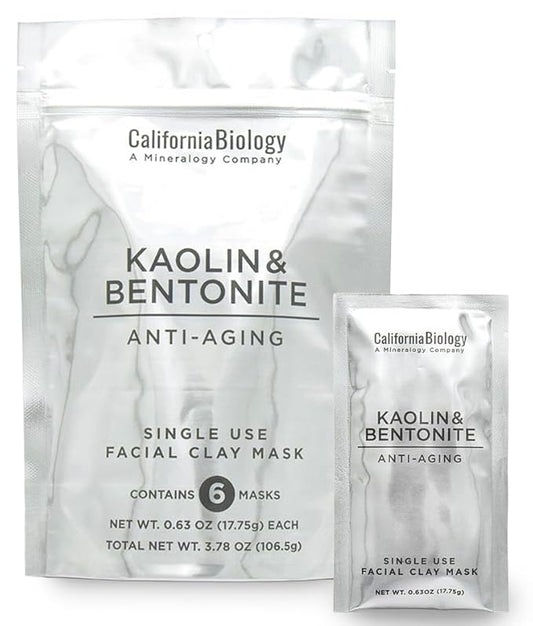 California Biology Sensitive & Oily Skin Clay Mask | Kaolin & Calcium Bentonite Clay | Indian Healing Clay for Face & Body | Pore Cleansing Face & Body Clayy | Natural Skin Care Mask | Travel 6 Count
