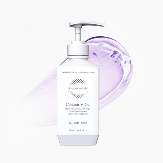 OxygenCeuticals Contour V Gel – Premium Azulene Calming Gel Serum with Sodium Guaiazulene Sulfonate, Centella & Herbal Extracts, Soothing & Hydrating Care for Sensitive Skin. 16.9 fl.oz (500ml)