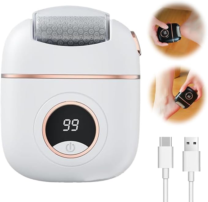 2025 New Electric Callus Remover for Feet, Portable Rechargeable Foot Repair and Grinding Device with Digital Display, Heel Polisher File for Men Women Dry Callus Dead Skin (White)