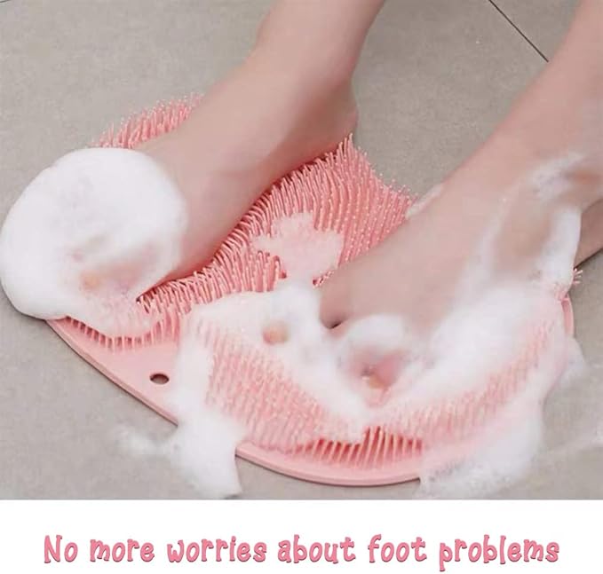Foot Back Cleaning Pad, 2024 Upgrade Shower Foot Scrubber Mat Slip Suction Cups Foot Scrubber, Shower Foot Scrubber Mat Back Washer for Men and Women (Blue)