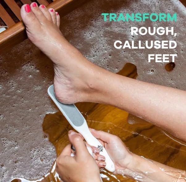 Dermasuri - Callus Remover Foot Scrub - Exfoliating Feet Spray-on Formula and Reusable Deluxe Sole File - Dead Skin Remover, Callus Rasp Scrubber, Peel & Soften Cracked Heels - Deluxe Pedicure Spa Kit