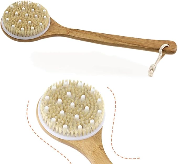 PACKOVE Back Scrubber for Shower, Dry Brushing Body Brush Exfoliating Body Scrubber Long Handle Back Scrubber Body Exfoliator for Women Men