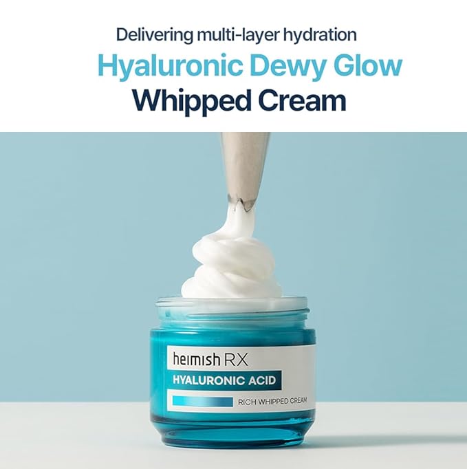 HEIMISH RX Hyaluronic Acid Rich Whipped Cream - Deep Moisturizer for Sensitive and Dry Skin, Daily Face Cream, Lightweight, with Hyaluronic Acid, Panthenol, Korean Skincare, 50ml (1.69 fl. oz)