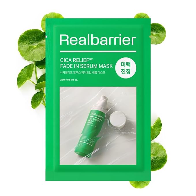 Real Barrier | Cica Relief Rx Fade In Serum Mask | Korean Face Mask Skin Care | Hydrating Mask for Sensitive Skin | Insensive Soothing Serum Mask with Hyaluronic Acid & Centella Asiatica | 10 Sheets