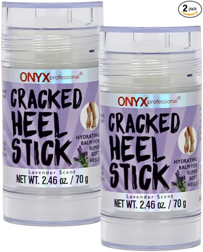 Onyx Professional Cracked Heel Repair Balm Stick for Dry Cracked Feet Treatment, Lavender Scent, 2 pack - Moisturizing Foot Balm, Rolls On, No Mess Like Foot Cream or Foot Lotion, Heel Treatment