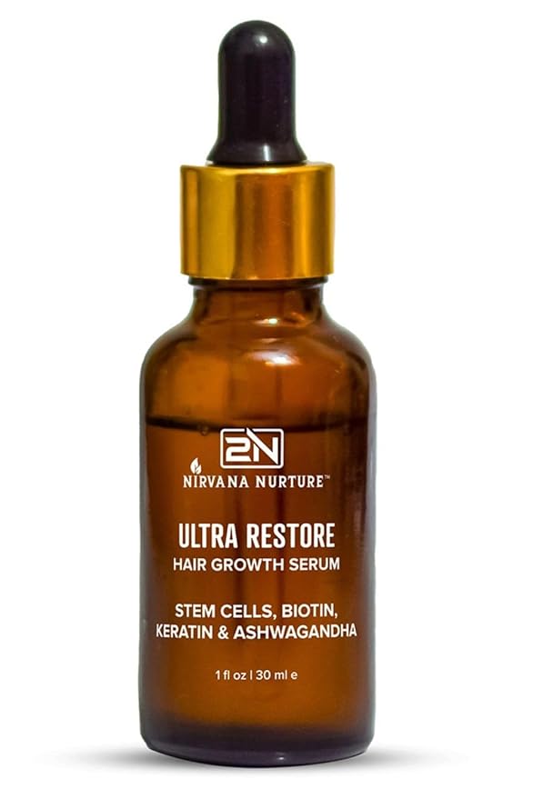 Ultra Restore Hair Growth Serum -Promote Fuller Hair Growth and Reduce Hair Loss, Nurtures Hair Follicle, Hydrates the Scalp, Detox Scalp -Stem Cells, Ashwagandha, Biotin, Keratin