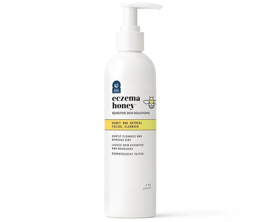 ECZEMA HONEY Oatmeal Facial Cleanser - Natural Eczema Face Wash Prevents Breakouts - Daily Gentle Face Cleanser for Dry, Itchy, Sensitive, & Irritable Skin (6 Oz)