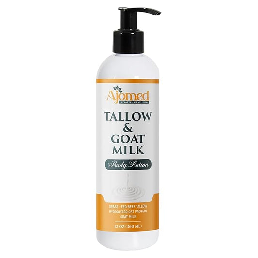 Tallow & Goat Milk Body Lotion for Sensitive Skin, Organic moisturizing Lotion - Soothes Dry skin, Goat Milk face and body Moisturizer - Handmade Tallow for skin cream (12 OZ, Christmas Wish)
