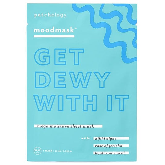 Patchology Moodmask Get Dewy With It Facial Sheet Mask - Men and Women Face Masks Skincare Sheet for Moisturizing, Hydrating, and Dewy Skin - Best Face Sheets Moisturizer (1 Count)