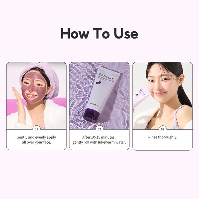 Papa Recipe Eggplant Mud Mask – Kaolin & Bentonite Clay for Pore Care & Gentle Exfoliation – Hydrating Korean Skincare with Cica