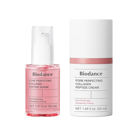 BIODANCE Collagen Plumper Duo: Pore Perfecting Collagen Peptide Serum & Facial Moisturizer, Korean Skincare Set for Plumping Glass Skin, Christmas Gift Stocking Stuffers