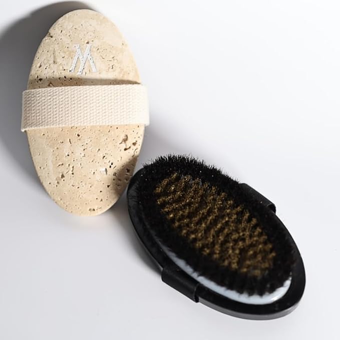 The Dry Brush - Recharge Ionic Exfoliating Body Brush - Marble and Copper Wire Bristles (Black)