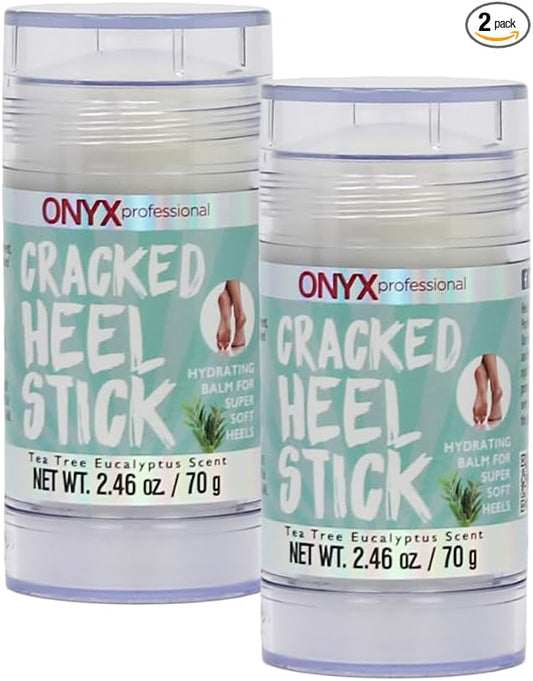 Onyx Professional Cracked Heel Repair Balm Stick, Tea Tree Eucalyptus Scent, 2 Pack - Dry Heels Dry Cracked Feet Treatment, Moisturizing Heel Balm Rolls On, No Mess Like Foot Cream or Foot Lotion