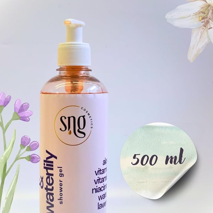 Lavender Body Wash for Women & Men 16.9 fl oz – Hydrating Shower Gel with Aloe Vera, Vitamin E, Niacinamide, Panthenol & Waterlily – Moisturizing, Paraben-Free, Cruelty-Free