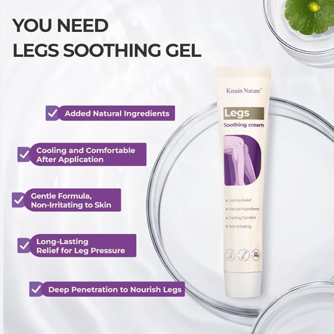 Soothing Leg Cream – Varicose & Spider Veins Relief, Cooling Gel for Leg Pressure & Discomfort, Natural Plant-Based Formula, 1.06 OZ, 3 Pack