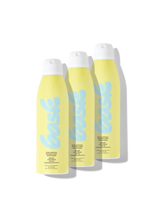 Bask Suncare SPF 30 Sunscreen Spray - Non-Aerosol, Broad Spectrum UVA/UVB Protection, Dermatologist Recommended, Moisturizing, Lightweight & Non-Greasy, 5.5 oz (Value Pack of 3)