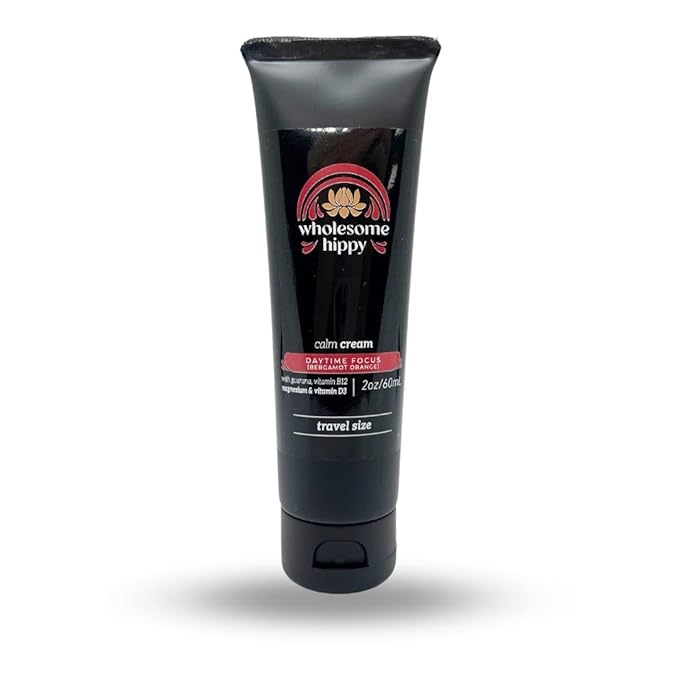Wholesome Hippy Magnesium Calm Cream Day Time Focus (Bergamot Orange) Vitamin B12 and vitamin D3 2 Oz