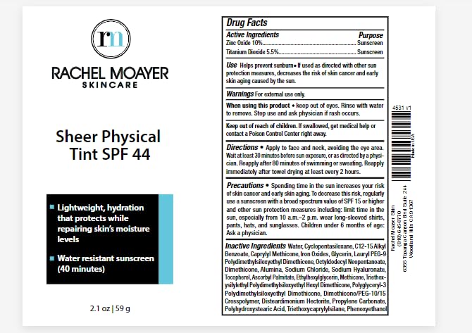 RM Sheer Physical Tint SPF 44, Non comedogenic, Hypoallergenic and water resistant for all skin types