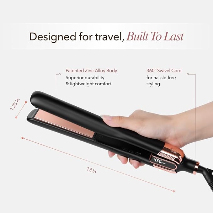 SRILabs StyleQ Flat Iron Hair Straightener Styler - GraphFlow Techonology, Negative Ions, Infrared Light Therapy, 12 Heat Settings for Straight, Smooth, Waves and Curls: All Hair Types