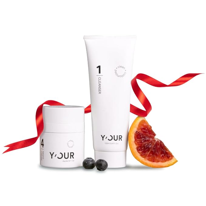 Y'OUR Non-Toxic, Pregnancy-Safe Skincare Set – 2-Step System with Cleanser & Night Cream – Soothing & Rejuvenating – Gentle and Non-Comedogenic Formula. Holiday Gift Bundle