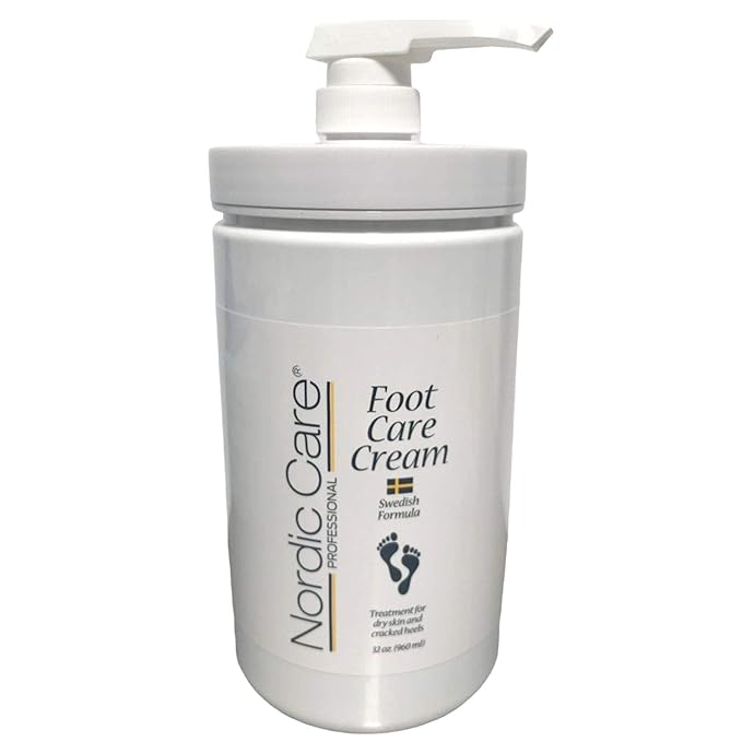 Foot Cream by Nordic Care for dry skin and cracked heels, 32oz with pump
