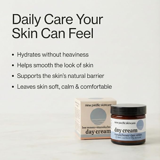 Manuka Honey 45+ MGO & Bee Venom Day Cream | 100% Natural Firming Anti-Wrinkle Face Moisturizer with Hyaluronic Acid & Vitamin C | 2oz