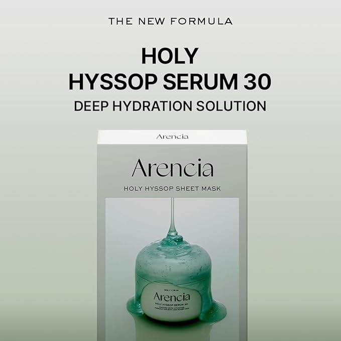 ARENCIA Hyssop Glow Sheet Mask, 5 Pack, Hydrating, Glowing, Boosting, Repairing for younger looking skin with Vitamin A,C,E