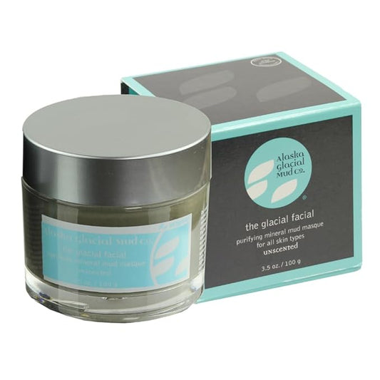 Alaska Glacial Purifying Mineral Mud Mask with Glacial Clay & Botanicals | Gently Detoxifies, Hydrates & Smooths | Anti-Aging Facial for Sensitive Skin – Unscented, 3.5oz