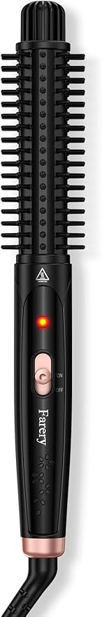 Farery 1 Inch Thermal Brush Curling Iron for Smooth Natural Curls – Anti-Scald Hard Bristles, Lightweight, One-Button Start, Dual Voltage Travel Hair Tool with 360° Swivel Cord, 410°F Fast Heat