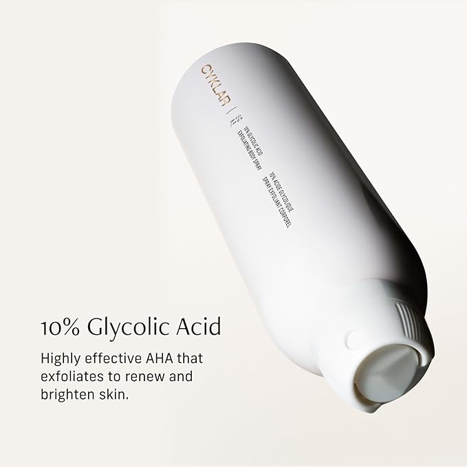 Cyklar Glycolic Acid Exfoliating Body Spray – 10% AHA Toner for Face & Body. Skin-Smoothing Spray with Peptides & Enzymes – Fragrance-Free, 6 fl oz